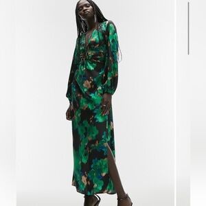 Topshop Abstract Floral Satin Maxi Dress